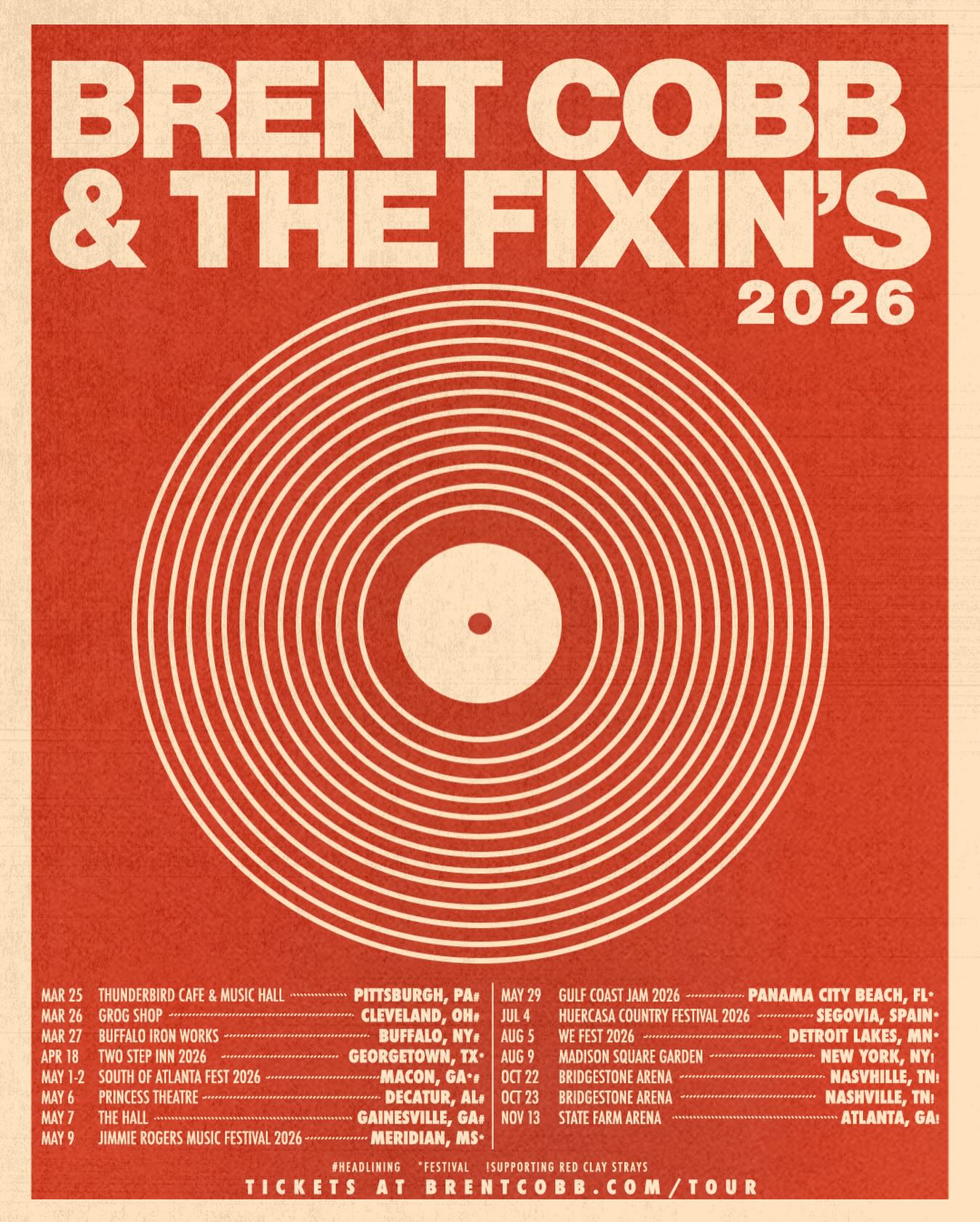 Brent Cobb The Ain’t Rocked In A While Tour Poster 2026